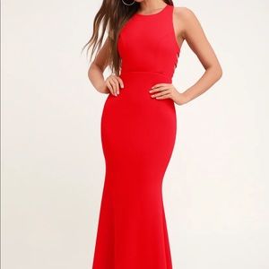 Red long formal dress from Lulus